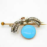 Victorian 9ct Gold & Old-Cut Diamond, Ruby Insect Bug Brooch Antique c1860