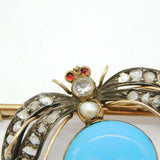 Victorian 9ct Gold & Old-Cut Diamond, Ruby Insect Bug Brooch Antique c1860