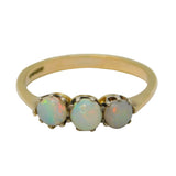 9ct Yellow Gold & Three-Stone White Opal Dress Ring Vintage Birmingham
