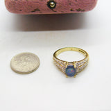 9ct Yellow Gold, Doublet Opal & Diamond Set Band Ring Vintage c1990 Sheffield