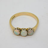 9ct Yellow Gold & Three-Stone White Opal Dress Ring Vintage Birmingham