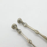 Pair of Victorian Sterling Silver Lady Bust Terminal Mustard Spoons 1866 London