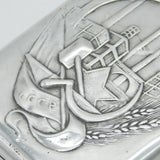 Soviet Union CCCP .875 Grade Silver Factory Scene Cigarette Case Vintage c1950