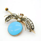 Victorian 9ct Gold & Old-Cut Diamond, Ruby Insect Bug Brooch Antique c1860