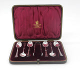 Boxed Set of Edwardian Sterling Silver Tea Spoons & Tongs 1905 Sheffield Antique
