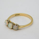 9ct Yellow Gold & Three-Stone White Opal Dress Ring Vintage Birmingham