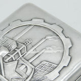 Soviet Union CCCP .875 Grade Silver Factory Scene Cigarette Case Vintage c1950