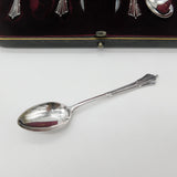 Boxed Set of Edwardian Sterling Silver Tea Spoons & Tongs 1905 Sheffield Antique