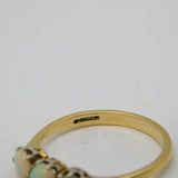 9ct Yellow Gold & Three-Stone White Opal Dress Ring Vintage Birmingham