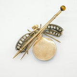 Victorian 9ct Gold & Old-Cut Diamond, Ruby Insect Bug Brooch Antique c1860