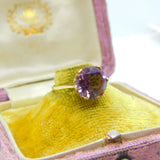 9ct Yellow Gold Faceted Amethyst Solitaire Ring Vintage c1970 Size J 1/2 UK