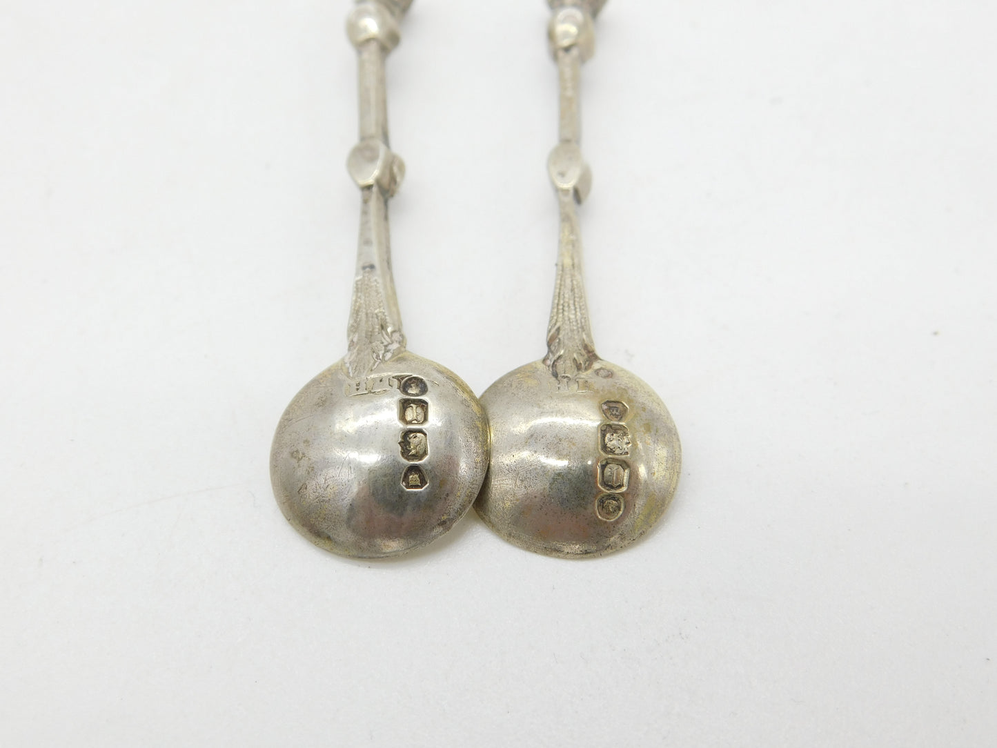 Pair of Victorian Sterling Silver Lady Bust Terminal Mustard Spoons 1866 London