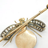 Victorian 9ct Gold & Old-Cut Diamond, Ruby Insect Bug Brooch Antique c1860