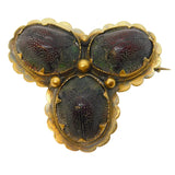 19th Century 20ct Gold Egyptian Scarab Beetle Trefoil Brooch Antique c1830s