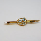 Victorian 15ct Yellow Gold & Aquamarine Floral Sweetheart Brooch Antique c1890