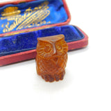 Carved Natural Baltic Amber Wise Owl Figure Antique c1920 Art Deco