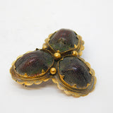 19th Century 20ct Gold Egyptian Scarab Beetle Trefoil Brooch Antique c1830s