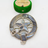 Victorian Scottish Sterling Silver & Montrose Agate Kilt Brooch Antique c1860