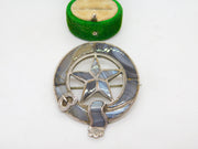 Victorian Scottish Sterling Silver & Montrose Agate Kilt Brooch Antique c1860