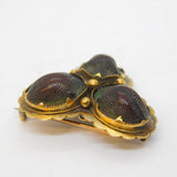 19th Century 20ct Gold Egyptian Scarab Beetle Trefoil Brooch Antique c1830s