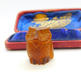 Carved Natural Baltic Amber Wise Owl Figure Antique c1920 Art Deco