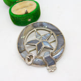 Victorian Scottish Sterling Silver & Montrose Agate Kilt Brooch Antique c1860