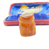 Carved Natural Baltic Amber Wise Owl Figure Antique c1920 Art Deco