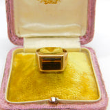 9ct Yellow Gold Modernist Tiger's Eye Set Signet Ring Vintage c1970