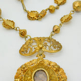 18th Century Spanish Colonial Phillipines Silver Gilt Filigree Reliquary Necklace c1750