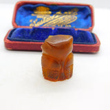 Carved Natural Baltic Amber Wise Owl Figure Antique c1920 Art Deco