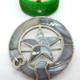 Victorian Scottish Sterling Silver & Montrose Agate Kilt Brooch Antique c1860