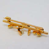 Edwardian 15ct Gold & Seed Pearl Wishbone Sweetheart Brooch Antique c1910