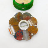 Victorian Scottish Sterling Silver, Agate & Bloodstone Floral Kilt Brooch c1860