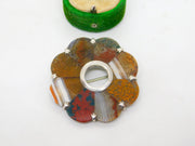 Victorian Scottish Sterling Silver, Agate & Bloodstone Floral Kilt Brooch c1860