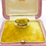 9ct Yellow Gold Victorian Style Starburst Diamond Set Boat Ring Vintage c1970