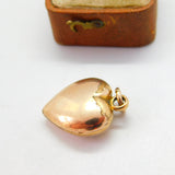 Victorian Rolled Gold, Seed Pearl & Turquoise Puffy Heart Pendant c1890 Antique