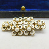 David Andersen Norwegian Sterling Silver Gilt & White Enamel Brooch Antique c1930