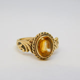 9ct Yellow Gold Floral Pattern Citrine Set Dress Ring Vintage 1972 Birmingham