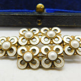 David Andersen Norwegian Sterling Silver Gilt & White Enamel Brooch Antique c1930
