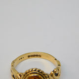 9ct Yellow Gold Floral Pattern Citrine Set Dress Ring Vintage 1972 Birmingham