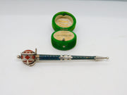 Victorian Scottish Sterling Silver, Bloodstone & Agate Dirk Brooch Antique c1860