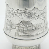 Scottish Sterling Silver Rural Vignette Pedestal Beaker Vintage 1984 Edinburgh