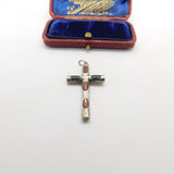 Edwardian Sterling Silver Bloodstone & Agate Cross Pendant Antique 1907 Chester