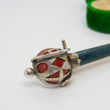 Victorian Scottish Sterling Silver, Bloodstone & Agate Dirk Brooch Antique c1860