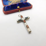 Edwardian Sterling Silver Bloodstone & Agate Cross Pendant Antique 1907 Chester