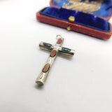Edwardian Sterling Silver Bloodstone & Agate Cross Pendant Antique 1907 Chester