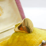 9ct Yellow Gold Essential Rising Sun Pattern Signet Ring Vintage 1966 London