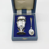 Boxed Sterling Silver Egg Cup & Spoon Christening Set 1991 Birmingham