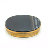 George III Gilt Metal & Banded Agate Panel Snuff Box Antique c1800