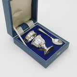 Boxed Sterling Silver Egg Cup & Spoon Christening Set 1991 Birmingham